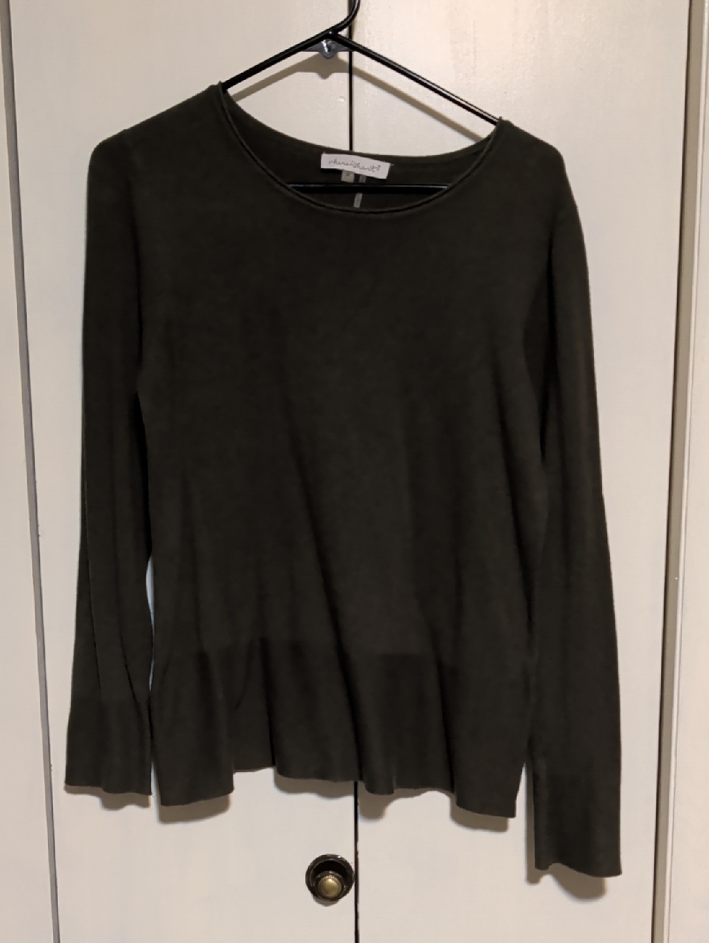 Dark Olive Long-Sleeve Crewneck Top